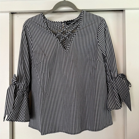 Tempted Tops - Tempted Black and White Checkered Blouse